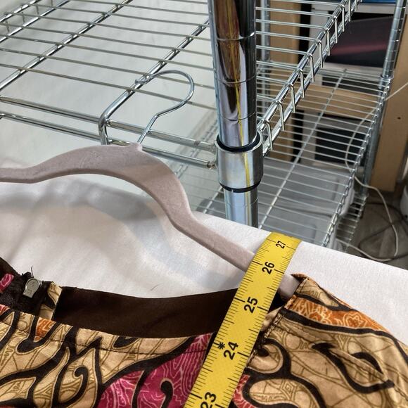 Vintage African Fabric Women's Vibrant Print Ruffle Blouse Est. Size XL Flowy - Picture 3 of 9